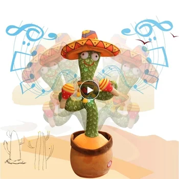 Kaktusas Pliušinis Žaislas Elektros Dainavimo Purtyti, Šokiai, Lėlės Kalbėti Garso Įrašymas Kartoti Žaislas Sukimo Kaktusas Vaikų Švietimo Žaislai