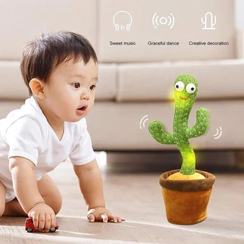 Kaktusas Pliušinis Žaislas Elektros Dainavimo Purtyti, Šokiai, Lėlės Kalbėti Garso Įrašymas Kartoti Žaislas Sukimo Kaktusas Vaikų Švietimo Žaislai