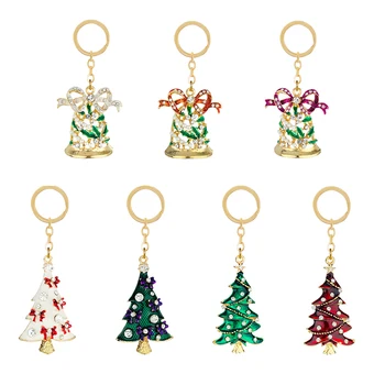 Kalnų krištolas lydinio keychain raktų žiedas mažas dovana animacinių filmų mažų šviežių vaisių augalų Kalėdų stilius ponios maišelį priedai