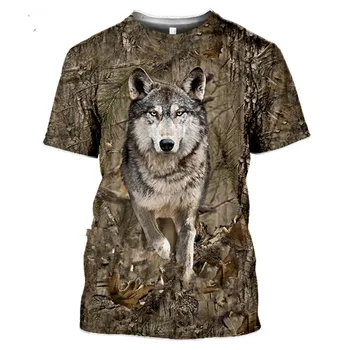 Kamufliažas medžioklės gyvūnų šernas 3D T-shirt vasaros laisvalaikio vyriški marškinėliai mados gatvė moterų megztinis trumpomis rankovėmis striukė