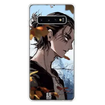 -Karšto Anime Ataka Titan Eren Padengti Telefono dėklas Samsung Galaxy S20 S21 Ultra S10 Pastaba 10 9 8 S8 S9 FE J4 Lite Plus+, S7 Edg