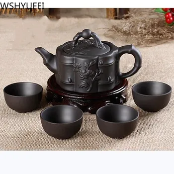 Karšto Pardavimo Yixing Raudonos smėlio Arbatos rinkinys Arbatos Rinkinys Kelionės nešiojamų arbatos nustatyti Vieną puodą keturi puodeliai Arbatos Tiktų Kinų Arbatos ceremonija prekes