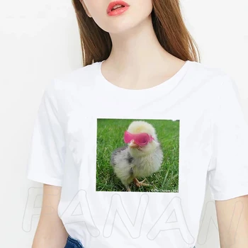 Kawaii Chiken&Duck&Varlė Vasaros Femme S-3XL T-shirts Harajuku Juokinga Tees Marškinėliai Y2k Estetinės Streetwear Ponios Drabužiai Viršūnės