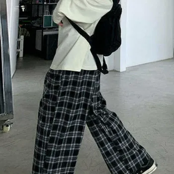 Kelnes Moterys Naujas Mados Plius Dydis 2XL Juoda Skara Harajuku Studentų Streetwear Visas Ilgis Pločio Kojų Kelnės Moterų Kelnės