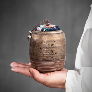 Kinijos Retro Stiliaus Keramikos Arbatos Caddy Mini Uždaromos Pu'er Džiovintų Vaisių Saugojimo Jar Nešiojamų Kelionių Arbatos Talpykla Konteineris