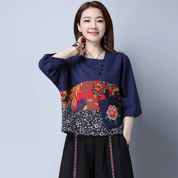 Kinų Stiliaus Drabužiai Moterims Hanfu 2021 Vintage Marškinėliai Etninės Tunika Kratinys Palaidinė Ir Viršuje Moterys, Ponios Kinijos Viršūnių