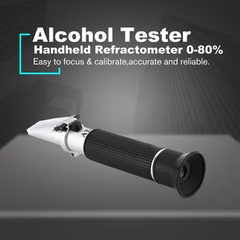 Kišeninis Refraktometru 0-80% Optinis, Alkoholis, Alkoholiniai gėrimai ir Spiritas Wiskey Degtinės Kiekio Matuoklis Mini ATC Matavimo Testeris