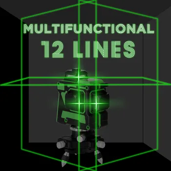 KKmoon Daugiafunkcinis 3D 12 Linijų Lazerio Lygiu Priemonė, Vertikalios Horizontalios Linijos Savaime išsilyginantis Funkcija profesinės lazerio lygis