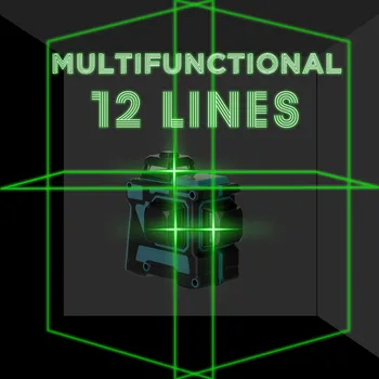KKmoon Lazerio Lygio Daugiafunkcinį 3D 12 Linijų Lazerio Lygiu Priemonė, Vertikalios Horizontalios Linijos su Savaime išsilyginantis Funkcija
