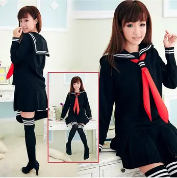 Klasikinis Japonų Mokyklos Mergaičių Sailor Suknelė Marškiniai Vienodas Anime Cosplay Kostiumai su Kojinių Rinkinys