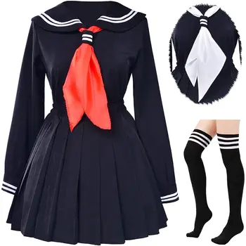 Klasikinis Japonų Mokyklos Mergaičių Sailor Suknelė Marškiniai Vienodas Anime Cosplay Kostiumai su Kojinių Rinkinys