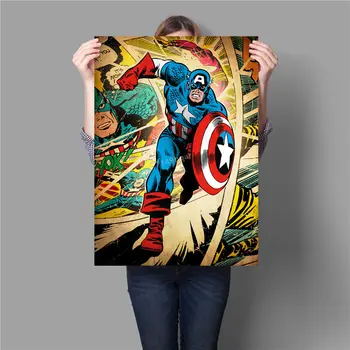 Komiksų superherojus koliažas sienos meno retro meno geležinis žmogus kapitonas amerika spausdinti nuotraukas, namų dekoro plakatai, Tapyba, drobės tapybai