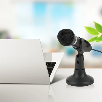 Kompiuterio, Nešiojamojo kompiuterio Darbalaukio Mikrofono Laidą Karaoke Nešiojamą Mikrofonas (3,5 mm Mic Su Pagrindo Dainavimo Įrašymas