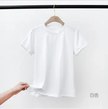 Korėjos ledo porceliano medvilnės trumpomis rankovėmis T-shirt moterims, 2021 naujų pavasario ir vasaros slim dugnu marškinėliai moterims