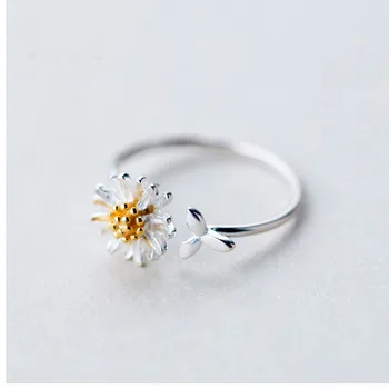 Korėjos Stiliaus Daisy Gėlių Elegantiškas Atidarymo Žiedų Moterų Reguliuojamas Vestuves Piršto Sužadėtuvių Žiedai Pareiškimą Papuošalai Dovana