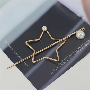Korėjos Žiburių Star Širdies Konstrukcijos Metalo Pearl Plaukų Clips, Moterims, Plaukų Aksesuarų, Aukso Staigius Širdies Star Lankelis Plaukams turėtojas