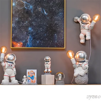 Kosminės Stoties Astronautas Stalo Lempa Vaikų Kambarys Kūrybos LED Stalinis Žibintas Kūdikių Cartoom Miegamasis Lentelėje Meno Dekoro Dervos Mėnulio Lempos