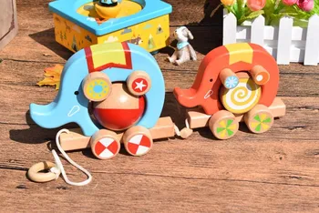 Kūdikių Medinės Gali Vilkite Dramblys Automobilį Vaikų Švietimo Medienos Blokai Daugiafunkcinis Žaidimas Handcart Vaikams Išmokti Lipti Žaislai