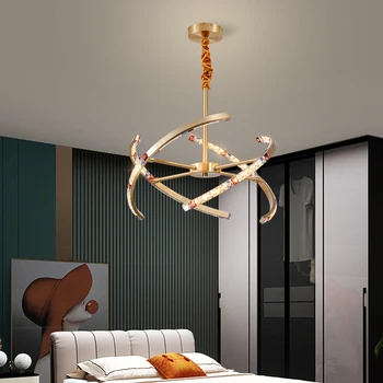 Kūrybinis dizainas modernios led šviestuvo už kambarį prabanga vario kristalų lempos, namų dekoro kabinti šviesos šviestuvas