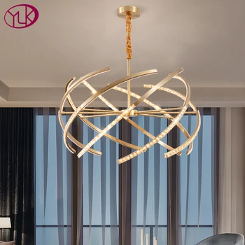 Kūrybinis dizainas modernios led šviestuvo už kambarį prabanga vario kristalų lempos, namų dekoro kabinti šviesos šviestuvas
