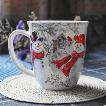 Kūrybinės Animacijos Sniego Keramikos Puodelius Kavos Puodelis Puodelis Drinkware Vandenį Puodelis Po Pietų Teacappuccino Latte Pieno Puodeliai Kalėdų Dovana