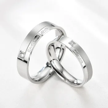 Kūrybos Begalinis Meilės Pora Žiedas Korėjos Juvelyriniai Dirbiniai Didmeninė Inkrustacijos Cirkonis Titano Plieno Pora Žiedas, Nerūdijančio Plieno Žiedas