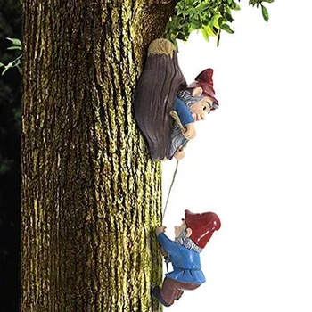 Kūrybos Gnome Statula Su Pakabinimo Anga Medžio Derva Nykštukas Kabinti Ornamentu Lauko Sodas 2 Glamuras Laipiojimo Jardin Tuin