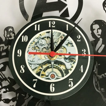 Kūrybos Sieninis Laikrodis Modernus Dizainas Roko Grupė Vinyl CD Įrašyti Laikrodžiai Išjungti Klasikinis AC DC Juoda Tuščiavidurė Siena Žiūrėti Namų Dekoro 12 colių