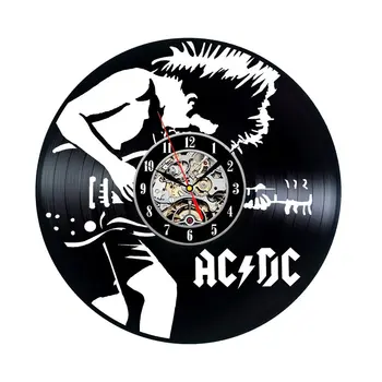 Kūrybos Sieninis Laikrodis Modernus Dizainas Roko Grupė Vinyl CD Įrašyti Laikrodžiai Išjungti Klasikinis AC DC Juoda Tuščiavidurė Siena Žiūrėti Namų Dekoro 12 colių