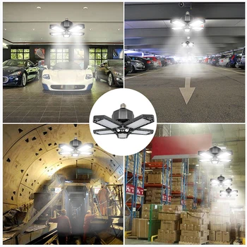LED Garažas Šviesos 360 Laipsnių Deformuojamieji Lubų Šviesos Lankstymo 6 Deformacijos Lempos Baltos Šviesos LED Žibintai, Lubų Lempos Lemputė