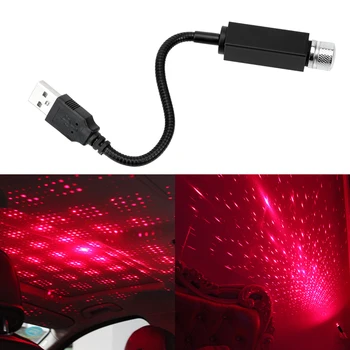 LED Juostelė Automobilio USB Šviesos Apdailos, Interjero, Aplinkos Lempa Raudona Žvaigždėtas Dangaus Projektorius Lubų Už Karavanas Off Road 4x4 Priedai