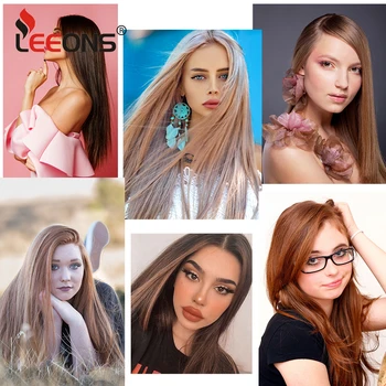Leeons 24 Colių Sintetinių Ilgi Tiesūs 1 Gabalas Su 5 Įrašą Plaukų Priauginimas Moterų Sintetinių Hairpieces Šviesiai Ruda