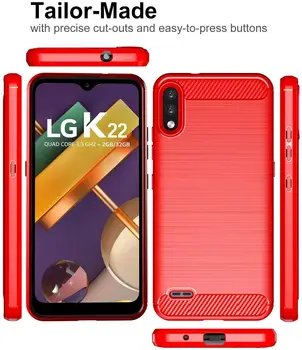 LG K8X K10 K11 K20 K22 K32 K42 K52 K92 Atveju su Grūdinto Stiklo Screen Protector,Plonas, atsparus smūgiams Šepečiu TPU Bamperis Telefono Dangtelį