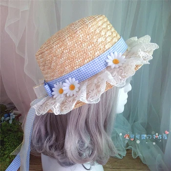 Lolita šiaudų skrybėlę Japonijos paprastas 