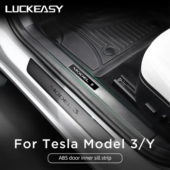 LUCKEASY už Tesla Model Y durų sveiki pedalo modelis 3 2021 pusės durų slenksčio apsauga anti-susidūrimo ribos, baras priedai