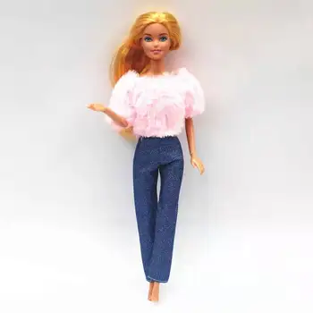 Mados 1/6 BJD Doll Drabužių Rinkinys Barbie Priedai, Apranga, Marškinėliai Viršuje, Sijonas, Kelnės Kelnės Vaikams 