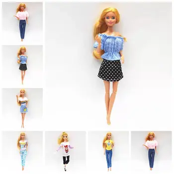 Mados 1/6 BJD Doll Drabužių Rinkinys Barbie Priedai, Apranga, Marškinėliai Viršuje, Sijonas, Kelnės Kelnės Vaikams 