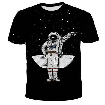 Mados 3D Astronautas Spausdinimas, T-marškinėliai, Vaikiški marškinėliai Psichodelinio Berniuko Vasaros Top marškinėliai Vaikams Marškinėliai trumpomis Rankovėmis Brand T-shirt