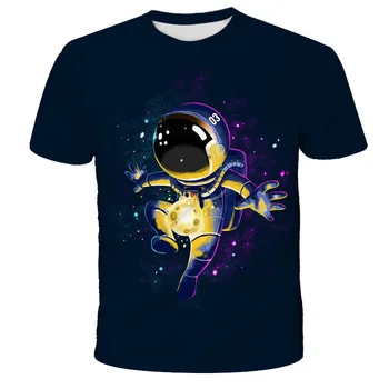 Mados 3D Astronautas Spausdinimas, T-marškinėliai, Vaikiški marškinėliai Psichodelinio Berniuko Vasaros Top marškinėliai Vaikams Marškinėliai trumpomis Rankovėmis Brand T-shirt