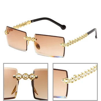 Mados Aikštė Taškus Diamond Akiniai nuo saulės Naujos Prekės Dizaino Moterų Mažųjų Saulės akiniai Prabanga Metalo Atspalvių UV400 Akiniai