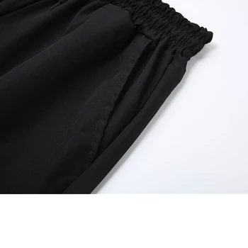 Mados Juodos Kelnės Moterims Aukšto Juosmens Harajuku Atsitiktinis Vasaros 2021 Korėjos Zebras Spausdinti Prarasti Streetwear Pločio Kojų Kelnės Moteriška