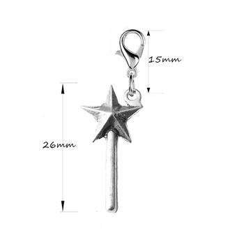 Magiškas Fėjų Lazdelės Key Chain Antikvariniai Sidabro Padengtą 11mm Omarų Užsegimas Poveikis bižuterijos Keychains Priedai