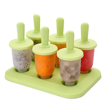 Maisto Saugaus Silikono Ledų Pelėsių, 6 Ląstelių Sušaldyti Ledo Kubelių Formos Popsicle Maker 