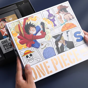 M&G Gabalas Tik Raštinės reikmenų Rinkinys Dovanų Dėžutėje: Gelio Rašiklis/PU Sąsiuvinis/One Piece Lipdukai/Akių Pieštukas Bag/Dovanų Dėžutė Anime Photocards