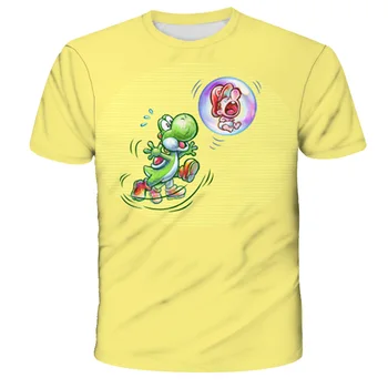Mario T-shirt HD spausdinimo animacinių filmų įdomus anime vaikų įgulos kaklo marškinėliai 4-14 metų amžiaus mergaičių boutique vaikų drabužių viršų