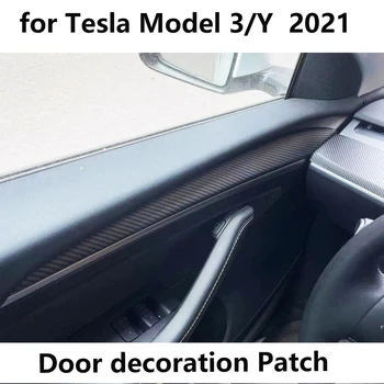 Matinio Anglies pluošto atgal Tesla Model 3 2021 Durų apdailos Pleistro Apsauginės Apdailos Dangtelis priedai Modelis Y 2021