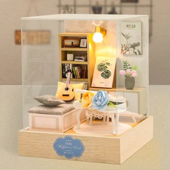 Medinis Namas Lėlių Namas Baldai Miniatiūriniai Namas Pastato 3D Modelį Surinkti 