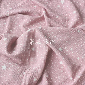 Medvilnės Audinio Vaikai Dvigubą Marlę Krepo Tissu Kūdikių Star Spausdinimo Medžiagos Sleepwear Tekstilės