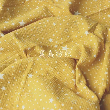 Medvilnės Audinio Vaikai Dvigubą Marlę Krepo Tissu Kūdikių Star Spausdinimo Medžiagos Sleepwear Tekstilės