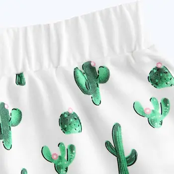 Medvilnės Merginos Atsitiktinis Šortai Trumpas Rankovės Susiėmę T-Shirt Sleepwear Moterų Kaktusas Spausdinti Pižama Nustatyti, naktiniai drabužiai Nustatyti pyjama femme